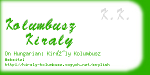 kolumbusz kiraly business card